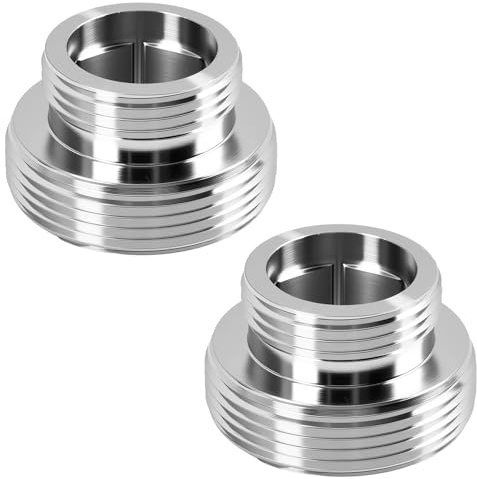 Lote de 2 adaptadores de grifo en metal – reducción de 16 mm a 22 mm y de 22 mm a 16 mm para grifos de cocina, filtros y mangueras