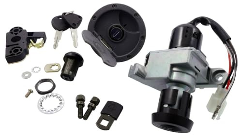 Schlosssatz Standard kompatibel mit YAMAHA Aerox 50 und MBK Nitro 50 bis 03 | Typen SA14, 5BR; mit Zündschloss, Tankdeckel, 2 Schlüsseln, Sitzbankmechanik, Schloss Batteriefachdeckel; 4-Pins + Einzelpin