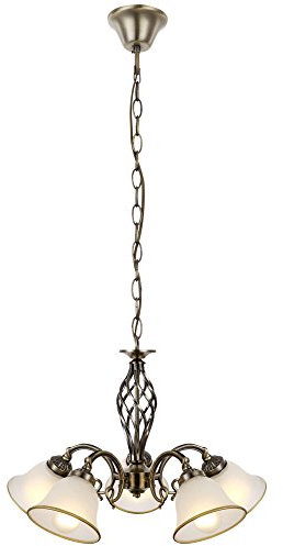 Zeitlose Luster altmessing Glas satiniert, Rand in altmessing bemalt Globo 60208-5