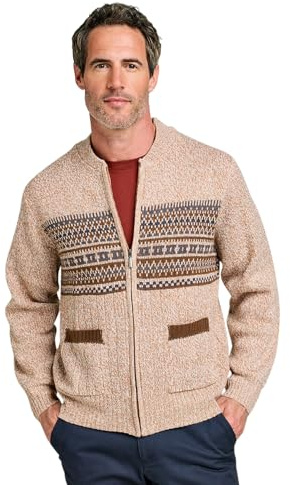 Tootal Men's Horizontal Jacquard Cardigan, Casual Full Zip Knitwear with Pockets