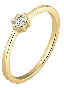 Elli DIAMONDS Ring Damen Verlobung Blume mit Diamant (0.045 ct.) in 375 Gelbgold