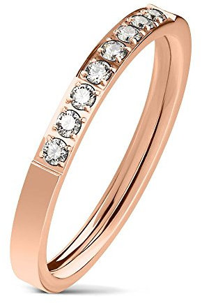 Bungsa 52 (16.6) goldener Damen-Ring schmal 8 Kristalle Edelstahl Gold für Frauen