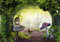 decomonkey Fototapete Kinderzimmer 350x256 cm XL Tapete Fototapeten Vlies Tapeten Vliestapete Wandtapete moderne Wandbild Wand Schlafzimmer Wohnzimmer Wald Tiere Fabel Baum