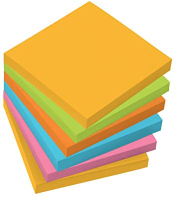 SIGEL MU120 Haftnotizen für agiles Arbeiten, 80% Klebefläche, quadratisch, 5 Farben (gelb, grün, orange, pink, blau), 7,5x7,5 cm, 6 Blocks à 100 Blatt, aus nachhaltigem Papier