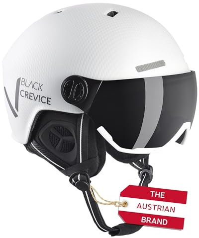 Black Crevice Skihelm KAPRUN mit Visier, weiß Carbon matt/schwarz, S/M (54-57)…