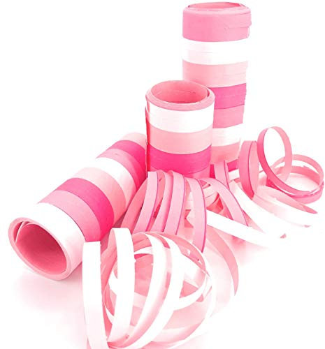 Neu 2019: 54 Luftschlangen * PINK-ROSA-Weiss * als Deko für It's-a-Girl-Party oder Mädchen Kindergeburtstag | 3 Rollen mit je 18 Schangen in 3 Farben | Tischdeko Fee Prinzessin Party