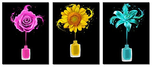 Kreative Arts Maniküre und Nagelkunst Wanddekoration für Salon Raum Kunst, Nagellack, Pinsel, Posters, Rosen, Sonnenblumen und Lilien Bilder, Blumen, Wanddekoration, fertig zum Aufhängen