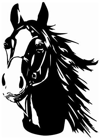 Aufkleber Pferd Pferdekopf Sticker für Auto Anhänger LKW Pferde Autoaufkleber Dekor Pferdemotiv Tiermotiv KX047 (Schwarz Glanz, 70x50 cm)