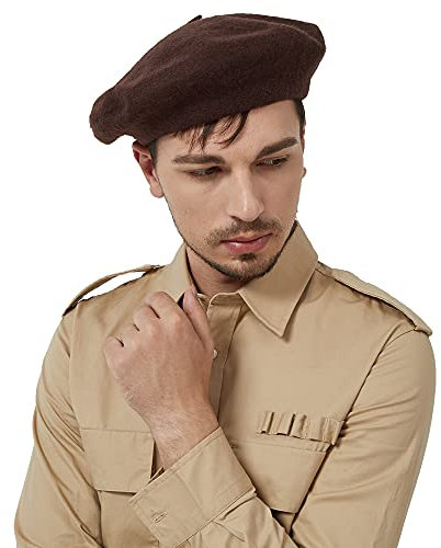 JH JOEJERRY Baskenmütze aus Wolle, groß, französische Künstlermütze, für Herren und Damen, Militär-Stil, Grün, Schwarz, Blau - Braun - Einheitsgröße