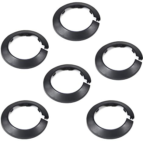 MroMax Passend für 7,3 cm Außendurchmesser Flansch Wasserrohrabdeckung Dekoration Schwarz Rohrabdeckung Heizkörper PP Kunststoff 75 mm Rosette Kragen für Wand Rohr Rohr Dekoration 6 Stück