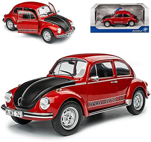 Volkwagen Käfer 1303 Coupe Rot mit Schwarz Weltmeister 1974 1/18 Solido Modell Auto mit individiuellem Wunschkennzeichen