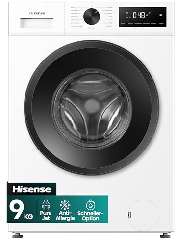 Hisense WF1I9042BWP NUOVA Lavatrice a Carica Frontale 9 kg, Classe A-20%, Vapore, 15 Programmi, Inverter, Automix Dispenser, Pulizia Cestello, Display LED Touch, Bianco