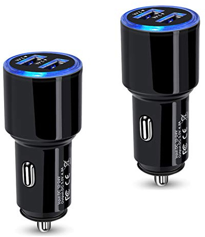USB Car Charger, 2Pack 4.8A Fast Charging Dual Port USB Cigarette Lighter Adapter for iPhone 15 14 13 12 11 Pro Max SE XR X 8 7 6, iPad, Samsung Galaxy S23 S22 S21 S20 S10 S9 S8 S7 A51,Android,Kindle