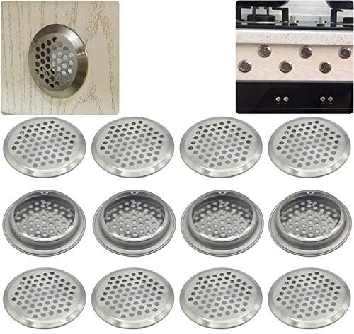 CTRICALVER 53MM Acciaio Inox Rotondo Griglia Di Ventilazione | Griglia di ventilazione Foro per Sfiato | Aria Griglie Di Ventilazione, per Cucina, Armadi, Guardaroba, Scarpe Armadietto,12PCS