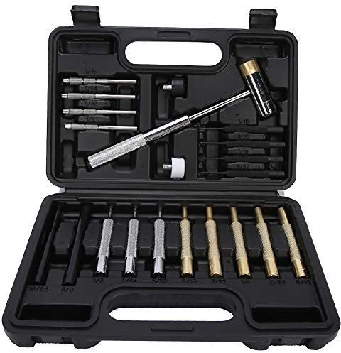 21Pcs Gunsmith Punch Set with Hammer in a Carry Case Mechanical Installation Round Punches Maintenance Tool Kit