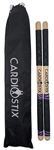 Cardiostix Cardio-Drumsticks, Doppelgriff, Cardio-Drumming-Sticks mit Tasche, amerikanisches Hickory-Holz, Fitness-Drumsticks gewichtet, 240 g pro Set, für Drumming, Fitness, Aerobic, Violettes Zebra