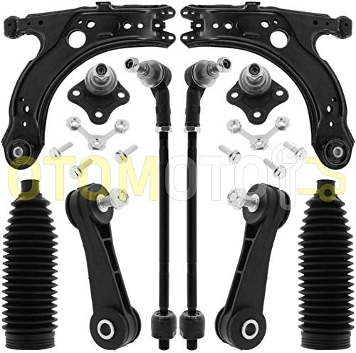 TEILEX Germany Bras de suspension avant pour AUDI A3 8L VW GOLF IV 4 BORA triangle, rotule, biellette 12 pièces Noir Acier allié Front Suspension Control Arm