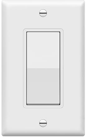 ENERLITES Decorator Paddle Light Switch with Wall Plates, Wall Decor Switch, Single Pole, 3 Wire, Grounding Screw, Residential Grade, 15A 120V/277V, UL Listed, White