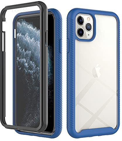 Blllue Case Compatible with iPhone 11 Pro Max, Heavy Duty Protective Cover 2 in 1 Full Body Case with Built-in Screen Protector for iPhone 11 Pro Max (Dark Blue)