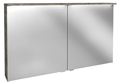 FACKELMANN LED-Spiegelschrank Oxford/Badschrank mit LED-Beleuchtung/Maße (B x H x T): ca. 120 x 69,6 x 20 cm/hochwertiger Schrank mit 2 Türen fürs Bad/Soft-Close-System/Korpus: Braun hell