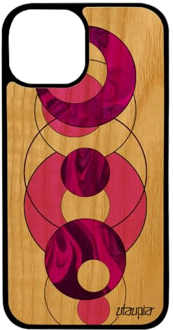 utaupia Coque pour Apple iPhone 13 Mini Bois Silicone marbre Design Telephone Geometrie Rose Motif 128 Go Artisanat Rond Texture Antichoc Granite