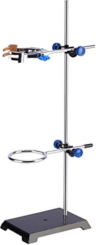 Labasics Set di Stativi e Morsetti da Laboratorio, Supporto per Stativi da Laboratorio con Asta (Lunghezza 56,9 cm), Morsetto per Burette a 4 Punte, Anello per Storta e 2 Teste di Boss