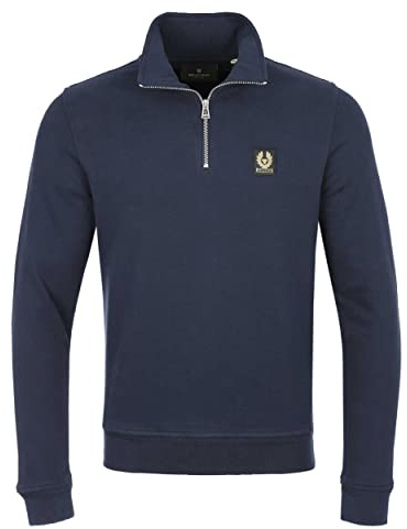 Belstaff Quarter Zip Sweat Top in Dark Ink 2XL