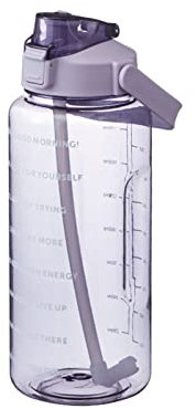 Singular-Point Clear Water Bottle With Straw 2000Ml Sports Water Cup Portable Large Capacity Fitness Water Bottle Cycling Summer Ice Cold Water Bottle With Time Scale And Scale