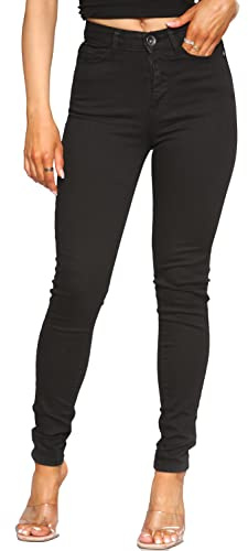 989Zé ENZO EZL416 Womens Jeans Skinny Stretch Trousers Ladies Denim Slim Fit Pants with Pockets All Waist Sizes UK 8-20 (as8, Numeric, Numeric_26, Regular, Regular, Black)