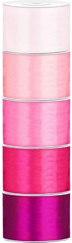 Satin Geschenkband 50mm 5 Farben je 25m lang rosa pink Schleifenband Geschenkverpackung Geburtstag Hochzeit Weihnachten