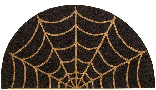 Welcome Mat Half Round Doormat for Outdoor Entrance,Funny Spiderweb Coir Door Mat Backing Anti-Slip Mat Home Decor(30 x 17 Inches)