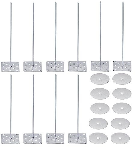 PATIKIL 4 in Perforated Insulation Pins with Round Washers, 50 Pack Aluminum Insulating Nails Wall Plug for Fixing Foam Boards to Wall or Ceiling
