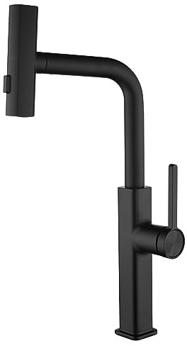 Mattschwarze Küchenarmatur mit herausziehbarem Sprühgerät, 3-Funktionsmodu, Küchenspüle, Wasserhahn, moderner 180-Grad-Schwenkhahn, Einhandarmatur, Waschtischarmatur mit drehbarer