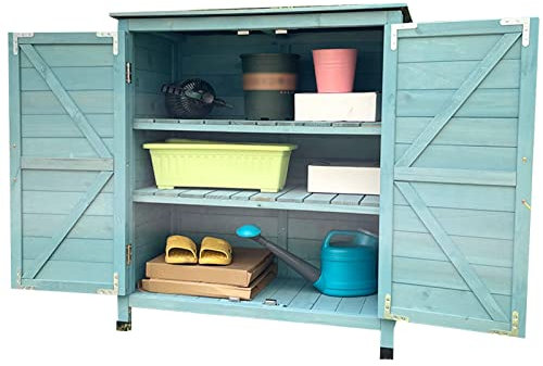 Abri à Outils extérieur en Bois avec Toit étanche, Armoire de Rangement de Jardin avec Pieds surélevés, Petit abri de Jardin extérieur avec 3 Couches, pour arrière-Cour, pelouse (Taille : A) (B)