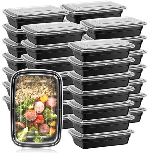Paquete de 50 Recipientes de Preparación de Comidas de 32onzas caja de Frutas Bento con Tapas Contenedores Portátiles para Almacenamiento
