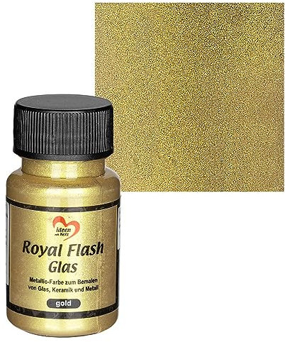 Ideen mit Herz Royal Flash Peinture pour verre, métallisée, avec particules de paillettes les plus fines, 50 ml (doré)