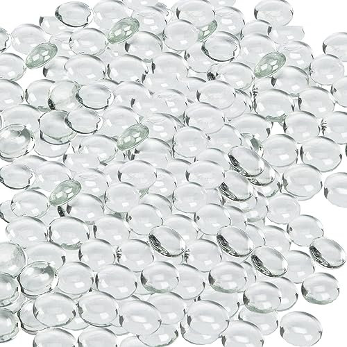 Yuaaoh Galets en Verre Transparent 1 KG/ 240 Pièces Galets en Verre Decoratif Billes Plates en Verre pour Décoration de Vase, Perles de Remplissage pour Aquarium (Taille:1,7-1,9cm)
