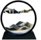 Yuomiker Peinture de Sable Qui coule - Image de Sable Dynamique, Cadre Sablier 3D en Verre Rond, Image d'art de Sable en Mouvement pour décoration la Maison Bureau(Noir, 16 Pouces)