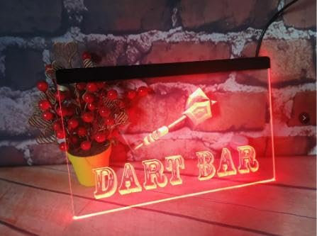 Dart Bar NR Neon Sign LED Wall Light Wall Decor Light Up Neon Sign Bedroom (30x20cm, Purple)