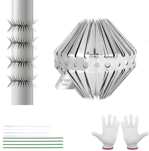EXLECO Marderschutz Fallrohr Marderabwehrgürtel Edelstahl Marderabwehr 3cm*1m Marder Stacheldraht Mardergitter Marderschreck Waschbär Abwehr mit Handschuhe Kabel Dachrinne Schutz Marder Vertreiben