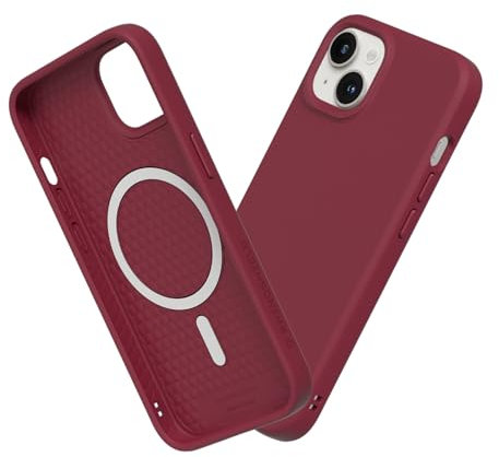 RhinoShield SolidSuit Case Compatible with Magsafe for [iPhone 14 Plus] | Shock Absorbent Slim Design Protective Cover with Premium Matte Finish 3.5M / 11ft Drop Protection - Bordeaux Red