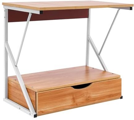 GMSLuu 2-stufiges Mikrowellen Regal Mit Schubladen Mikrowellenschrank Organizer Stehend Bäckerregale Küche Counter Storage Organizer 54 * 35 * 50cm (Holz + Weiß)