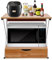 GMSLuu Étagère à micro-ondes à 2 niveaux avec tiroirs - Organisateur de cuisine - 54 x 35 x 50 cm (bois + blanc)