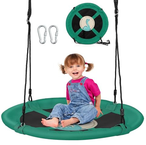 COSTWAY Nestschaukel, Kinderschaukel, Baumschaukel, Hängeschaukel, Rundschaukel für Indoor und Outdoor, Schaukel für Kinder und Erwachsene, Ø 100 cm (Grün)