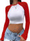 Lancifolium Trending Y2k 2000s Raglan Sleeve Cute Egirl Crop Tops Women Summer Knit Ribbed Cropped T Shirts for Teen Girls, Long Sleeve Red White, M