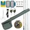 SF Fliegenruten-Kombi-Starter-Set, 4-teilig, 5 WT, 9 FT, Smaragdgrün, 24 Zähne, Karbonfaser, Forellen-Fliegenrute mit Rolle, Rutenetui, Fliegenbox mit Fliegen, konisches Vorfach, Knotenbindewerkzeuge