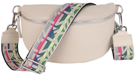 MIRROSI® Bauchtasche Damen, Echtleder, Made in Italy, Umhängetasche, Brusttasche, Crossbody Bag (1 Tasche & 2 Gurte)