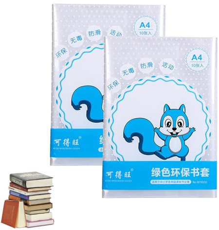 wocpvm 20 Stück A4 Transparenter Buchumschlag, wiederverwendbare Buchumschläge aus Kunststoff Verdickte Hefthüllen A4 transparent schutzumschlag' für Schulbücher Schulhefte Wasserdicht