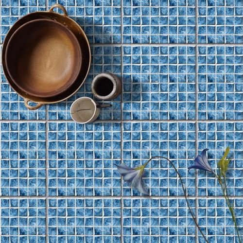 Targawerelax Mosaico Pegatinas De Baldosas, Azulejos Adhesivos Cocina Vinilo Adhesivo Muebles Pared Decoracion BañO, Suelo Autoadhesivo, Papel Vinilico Cocina Antisalpicaduras, Piscina azul 3d