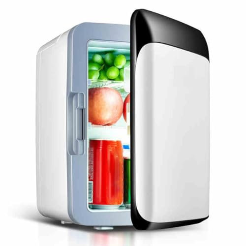GIZNXBA 10L Mini Fridge For Bedroom, Single Door Compact Refrigerator, Skincare Fridge For Car, Office Desk & College Dorm Room,12V Portable Cooler & Warmer For Drinks(Color:/Black,Size:220V)